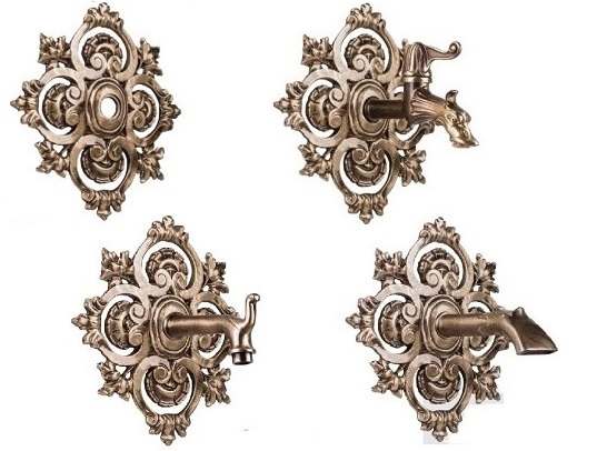 Large wall mounted escutchons for water spouts and spigots